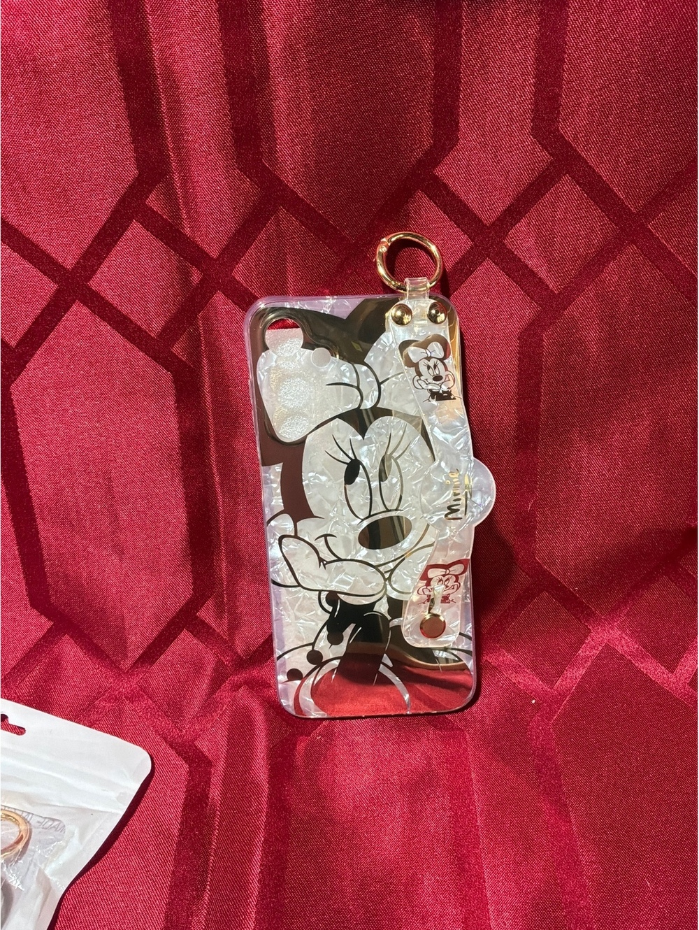 Clear Minnie Mouse TPU Phone Case with Wrist Strap for iPhone A15/5G